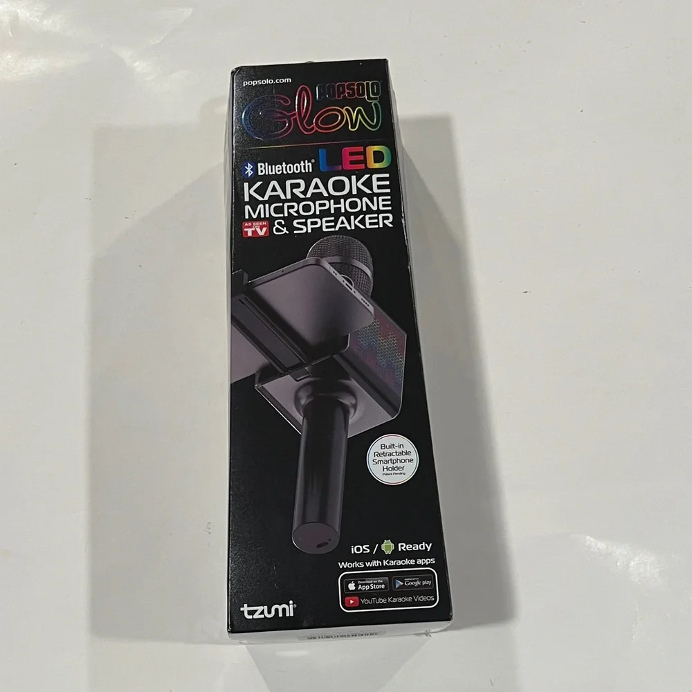 NWT Tzumi Black Bluetooth LED Karaoke Microphone & Speaker NIB